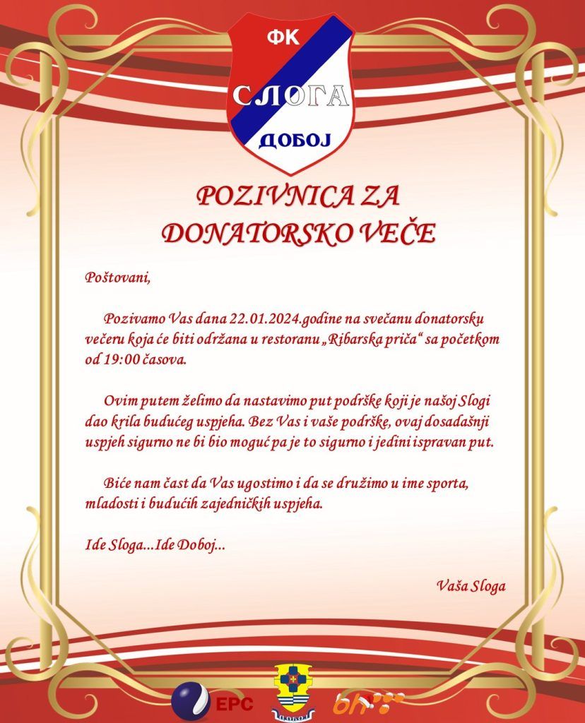 fk sloga doboj donatorsko veče 2024