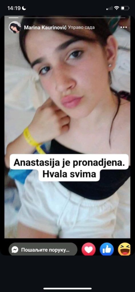 anastasija Kaurinović pronađena