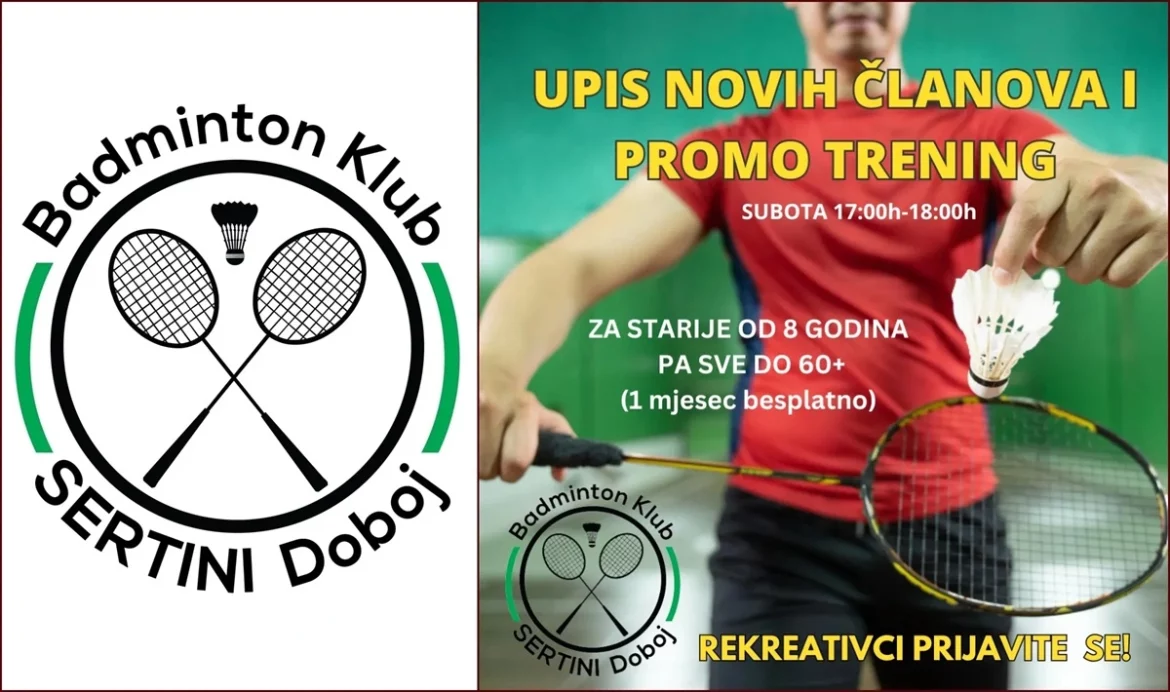 badminton sertini doboj upis novih članova